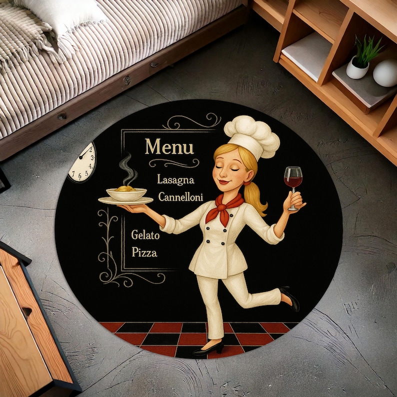 Blonde Chef Round Kitchen Rug, - Home Cooking Menu recension och pris