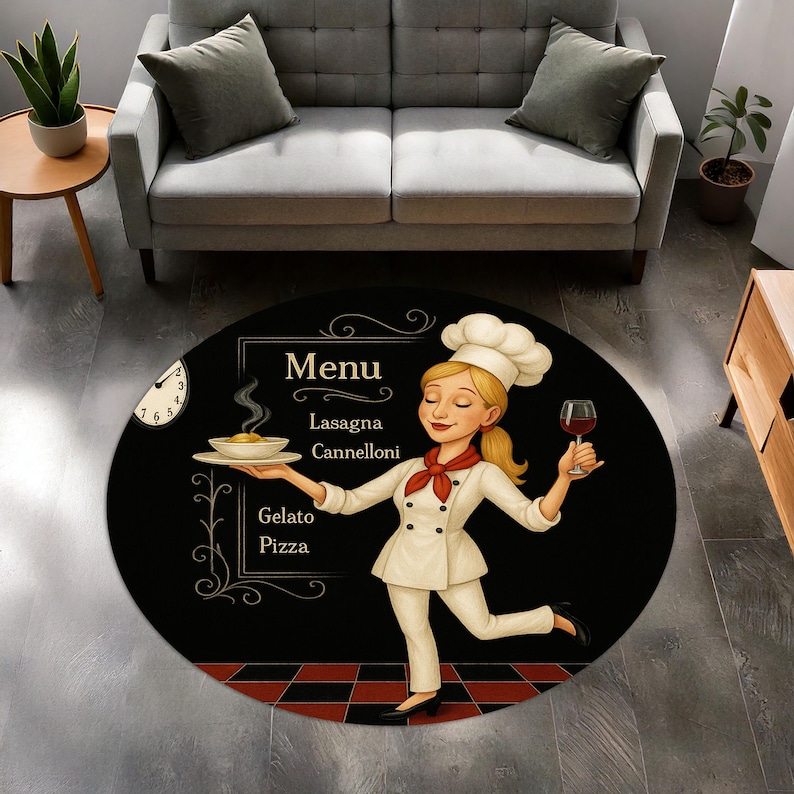 Blonde Chef Round Kitchen Rug, - Home Cooking Menu recension och pris