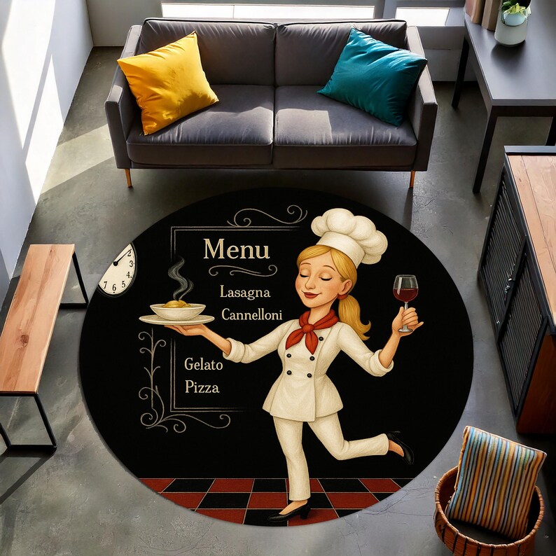 Blonde Chef Round Kitchen Rug, - Home Cooking Menu recension och pris