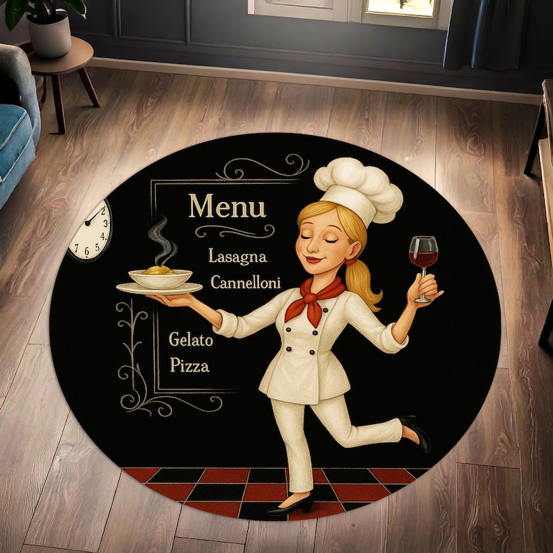 Blonde Chef Round Kitchen Rug, - Home Cooking Menu recension och pris