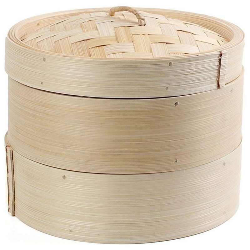 Bamboo Steamer 2 Tier 8 Inch D - Steamer Bamboo Set recension och pris